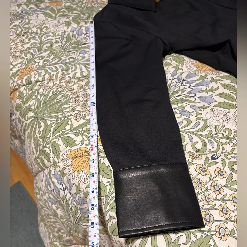 Soft Surroundings Black Mattea Faux Leather Cuff Tunic Shirt - Picture 10 of 12